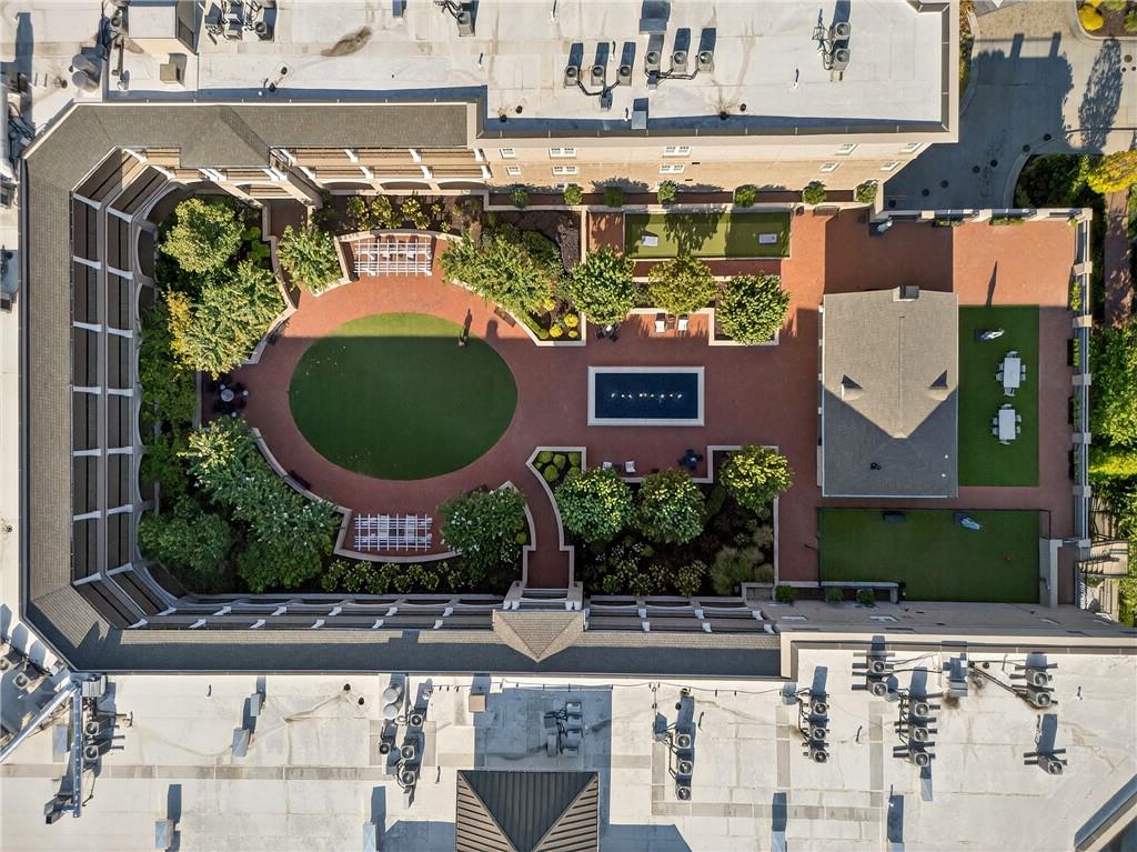 50 Canton Street, Unit 307 Alpharetta, GA 30009 - Photo 40 of 56 an aerial view of a house with a yard and a fountain