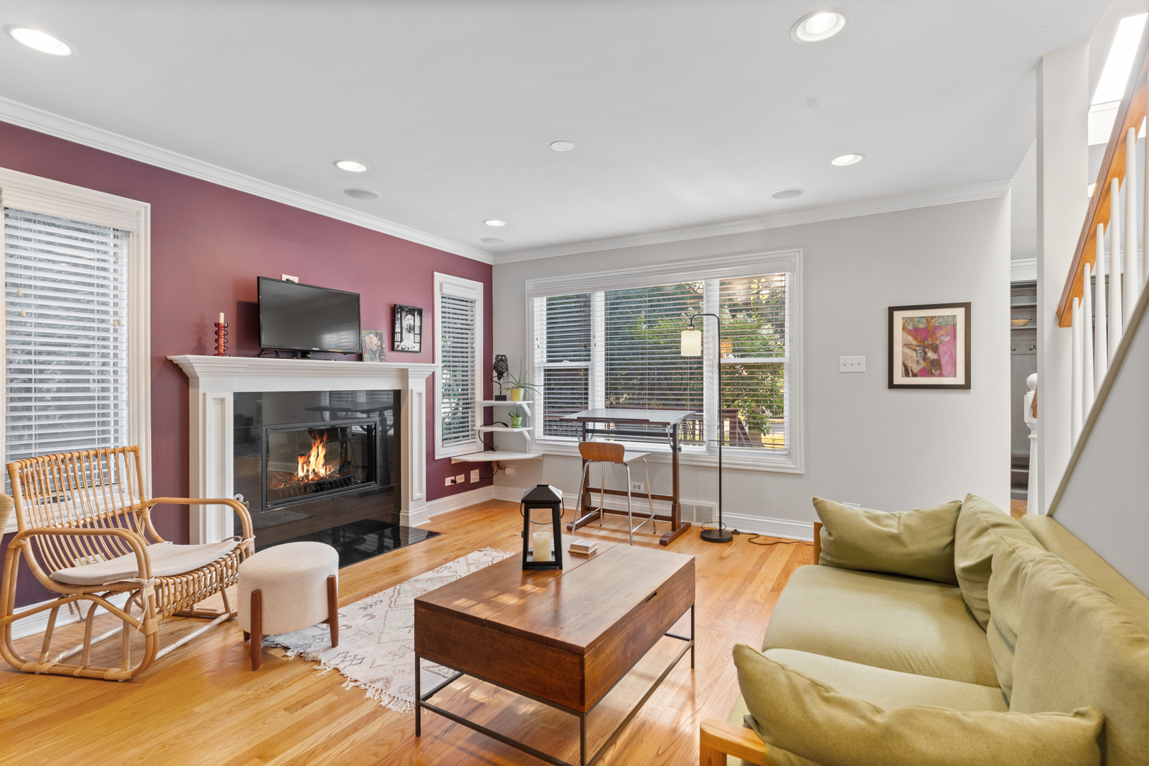424 Willow Street Itasca, IL 60143 - Photo 13 of 47 a living room with furniture and a fireplace