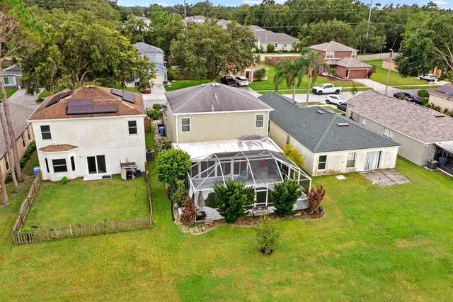 an aerial view of a house