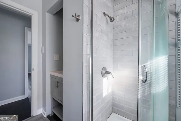 a bathroom with a shower