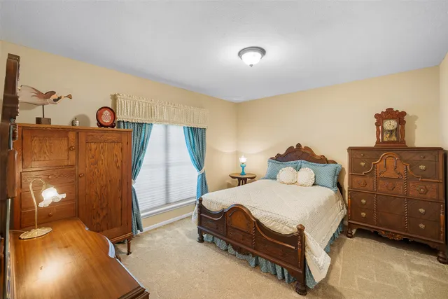 a bedroom with a bed and a walk in closet