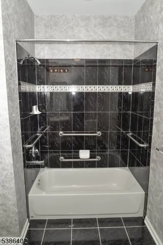 a bathroom with a bathtub