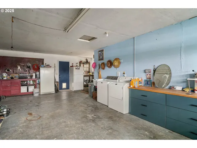 a storage room with cabinets