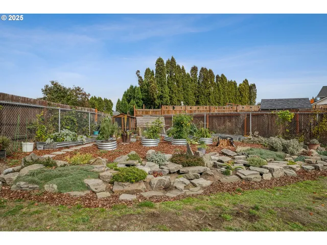 a view of a backyard