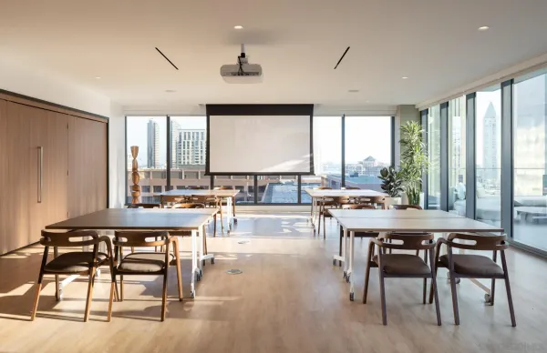 a kitchen with a table and chairs