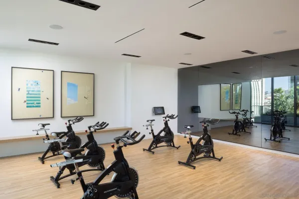 a view of a room with gym equipment