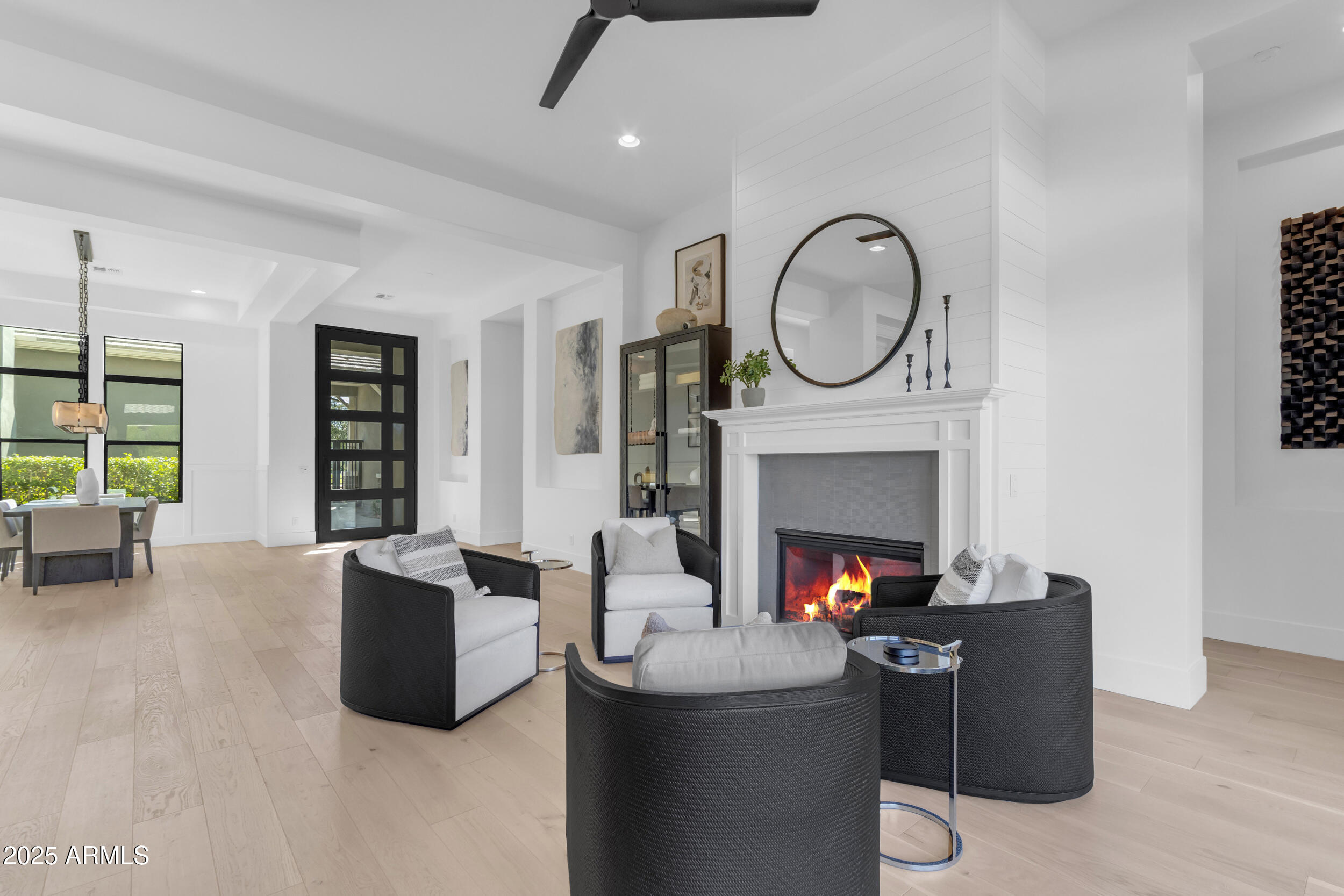 2580 East Country Shadows Street Gilbert, AZ 85298 - Photo 17 of 94 a living room with furniture a fireplace and a potted plant