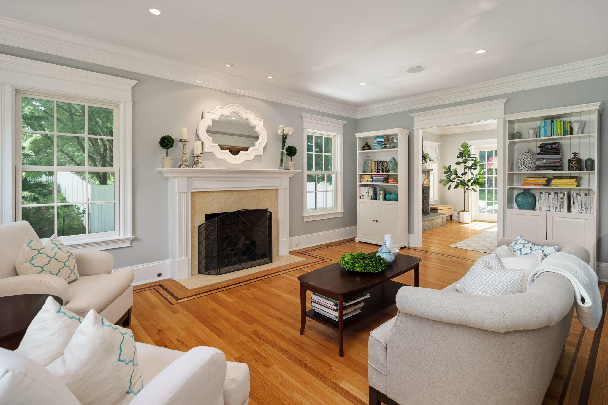 4 Parade Hill Road New Canaan, CT 06840 - Photo 5 of 50 a living room with furniture and a fireplace