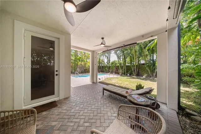 a outdoor space with furniture