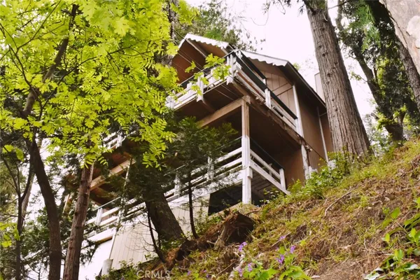 a backyard of a house with lots of trees