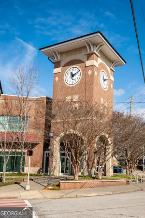 a view of a building with a street
