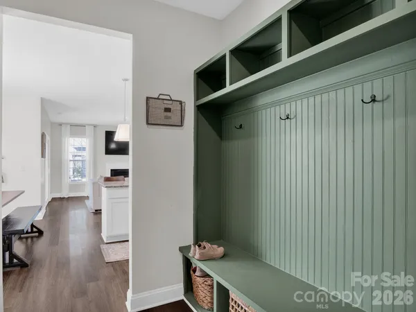 a view of a hallway with workspace