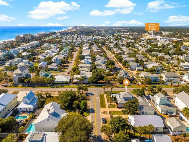 an aerial view of residential building with parking space
