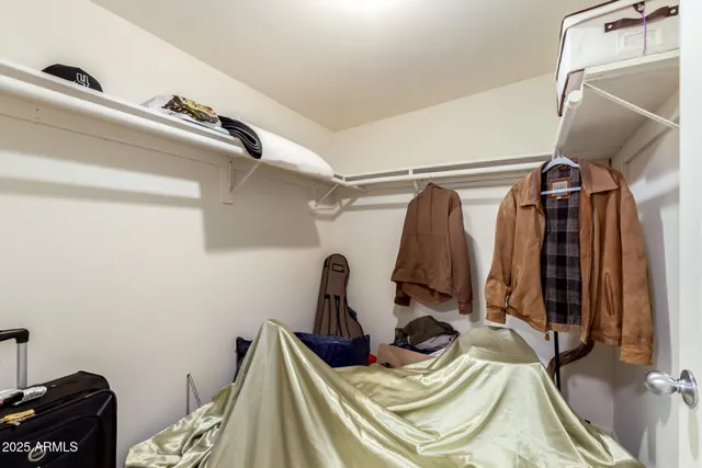 a view of a closet with storage