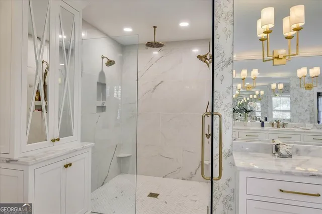 a bathroom with a shower