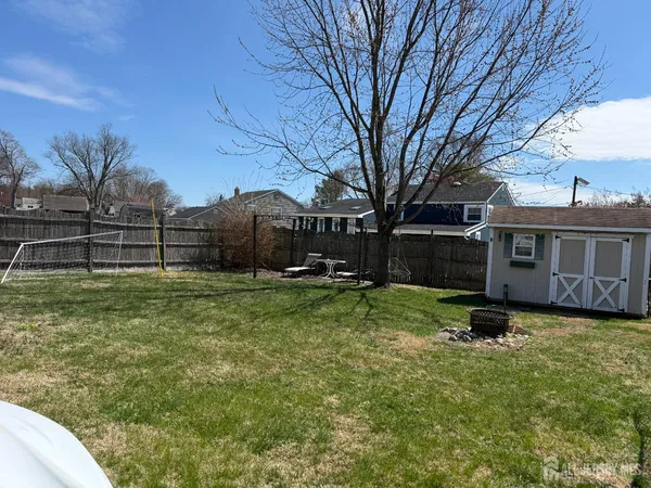 a view of a garden with a slide