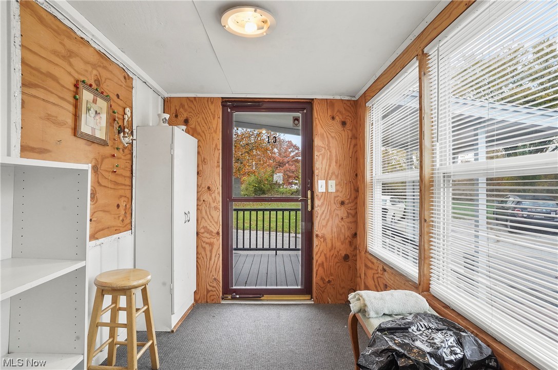 418 East Caston Road, Unit C1 Akron, OH 44319 - Photo 3 of 20 Doorway featuring wood walls and dark colored carpet