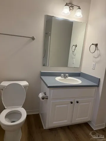 a bathroom with a toilet a sink and mirror