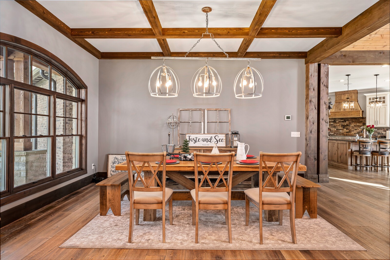 4250 Moss Road Baxter, TN 38544 - Photo 40 of 69 a view of a dining room with furniture a chandelier and wooden floor