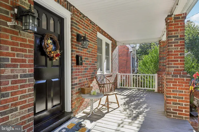 a garden view with a seating space