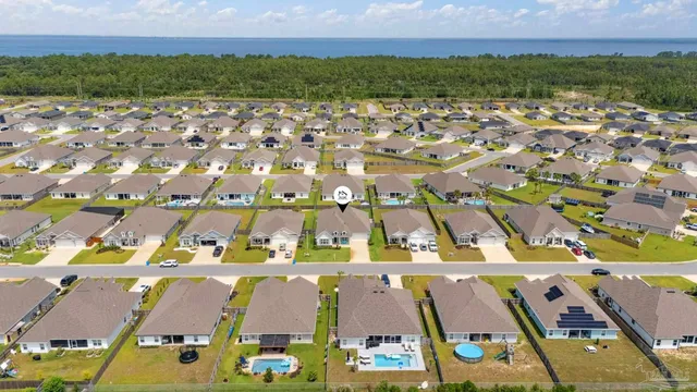 an aerial view of a house