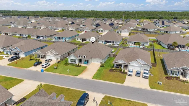 an aerial view of a house