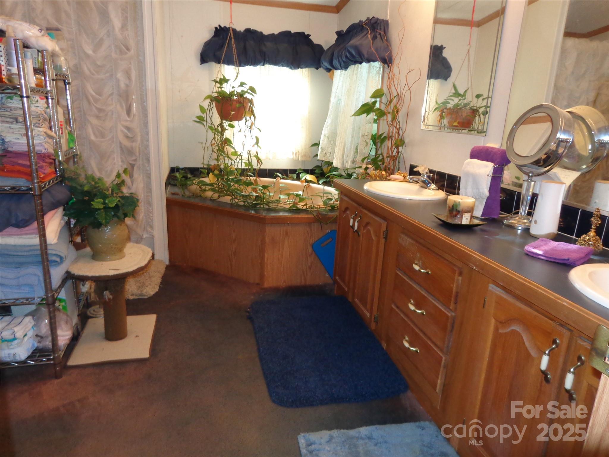 89 Blue Mountain Road Fairview, NC 28730 - Photo 12 of 40 a spacious bathroom with a double vanity sink and a mirror