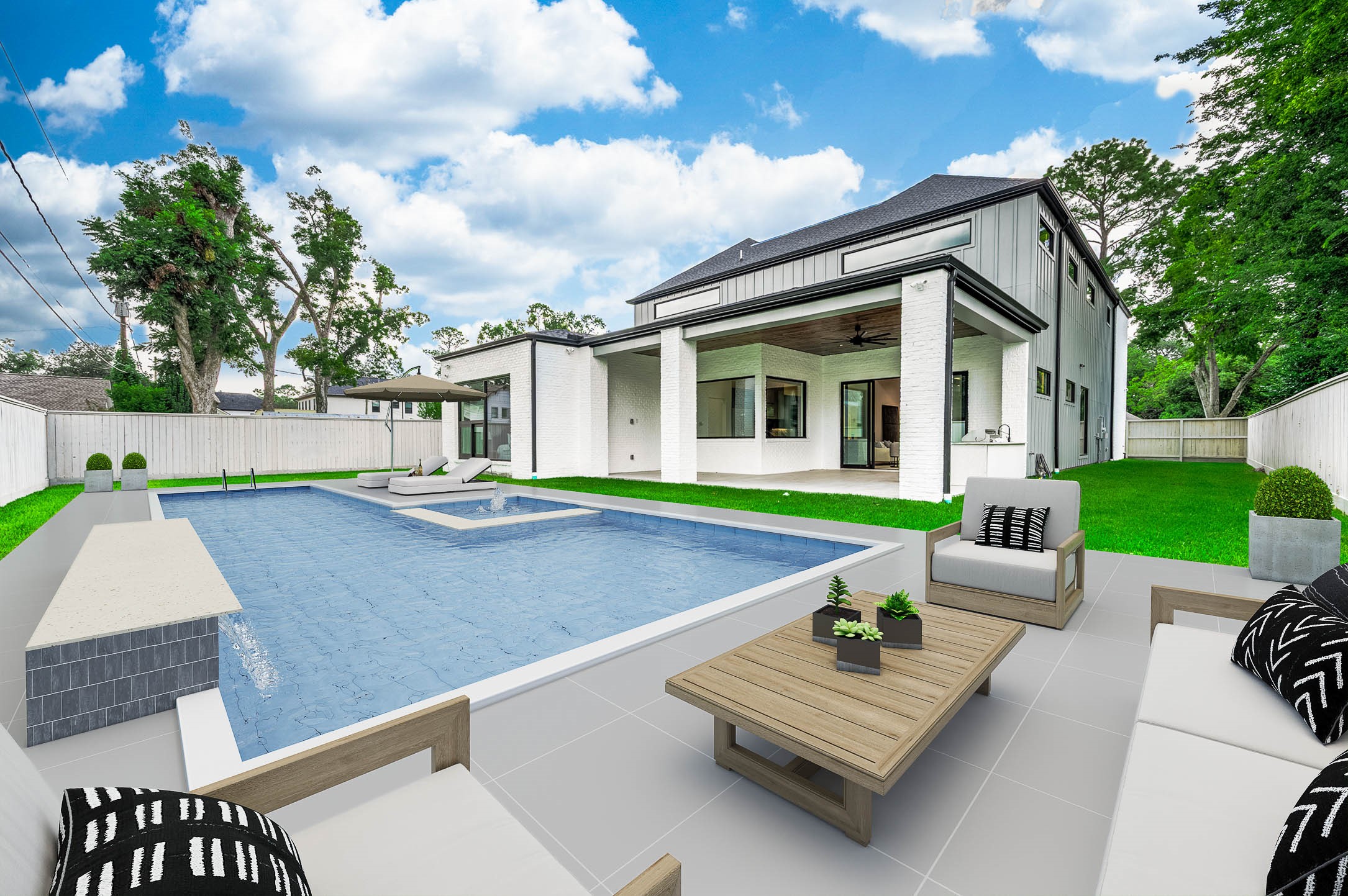 207 West 33rd Street Houston, TX 77018 - Photo 43 of 50 Large backyard with ample space to design and build a custom pool. Digitally enchanced photo.