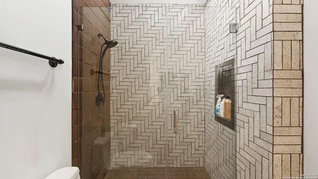 a bathroom with a shower