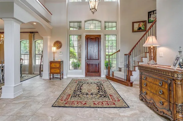 a view of an entryway with sitting area