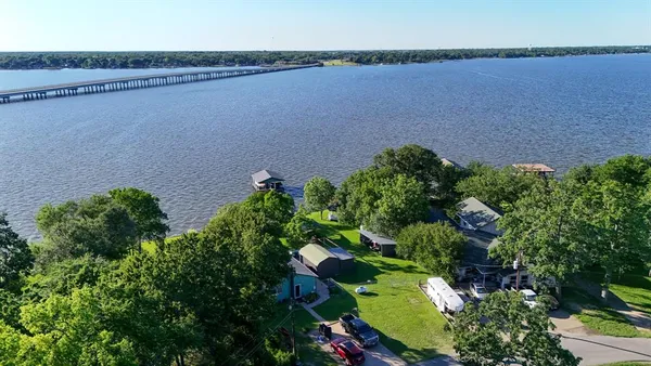 a view of a lake with outdoor space