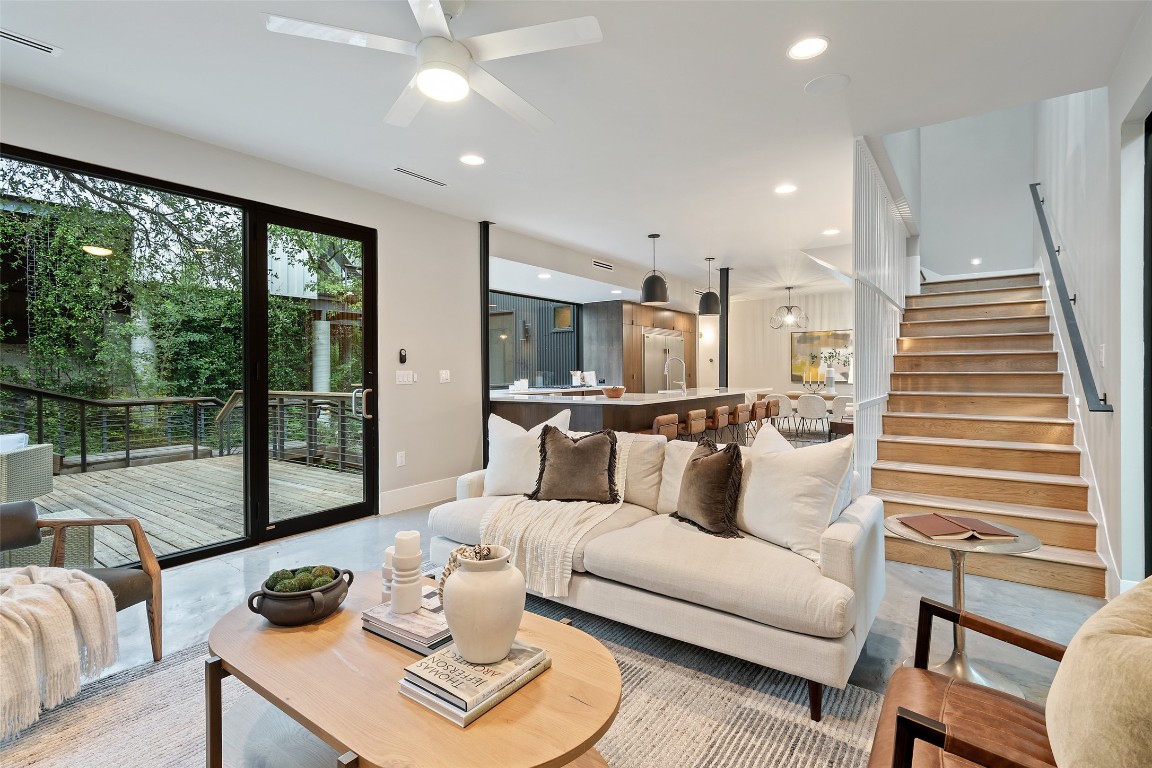1327 Bonham Terrace, Unit B Austin, TX 78704 - Photo 8 of 40 a living room with furniture and a large window