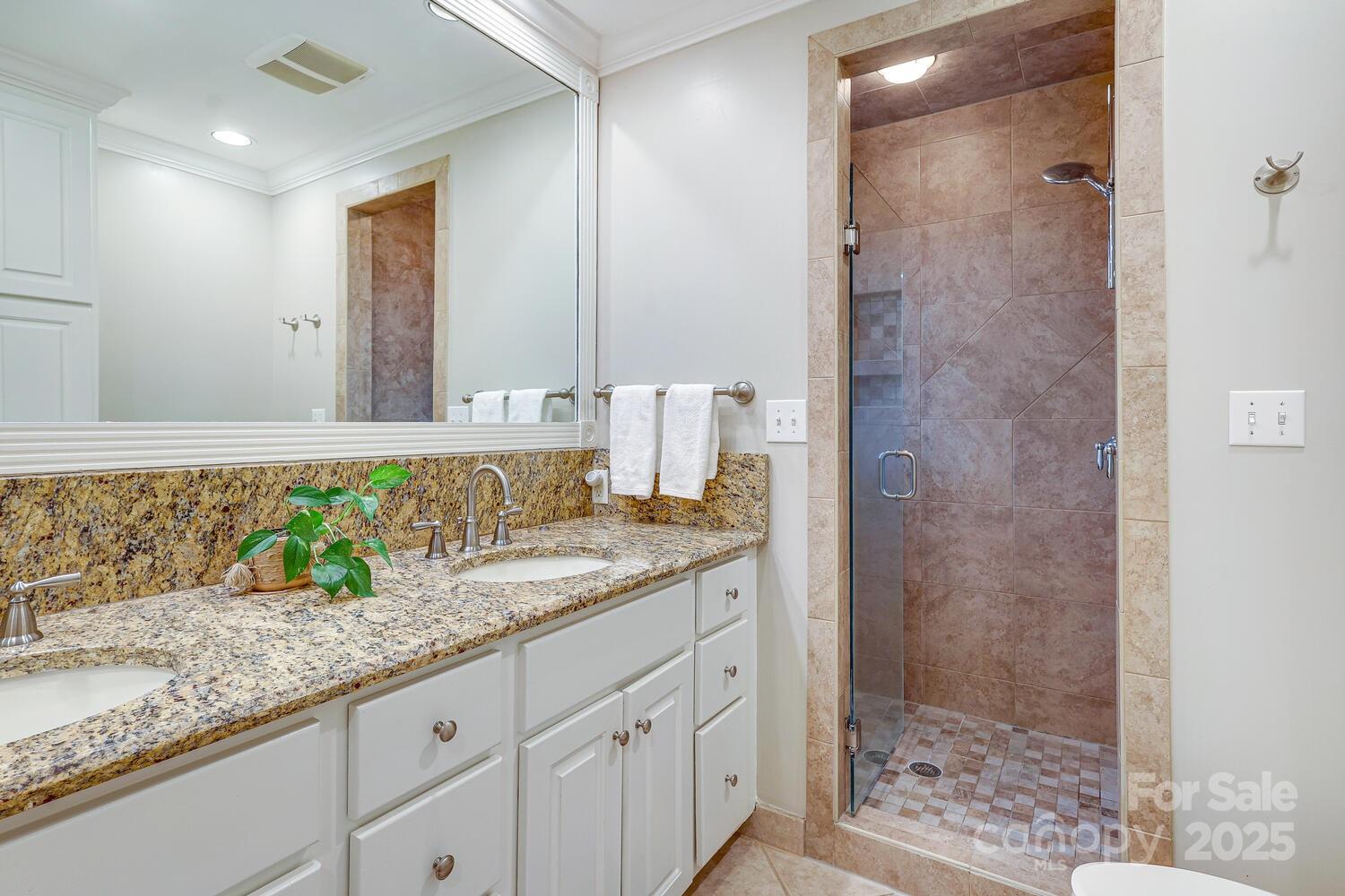 500 Ellsworth Road Charlotte, NC 28211 - Photo 23 of 40 a bathroom with a granite countertop sink and a mirror