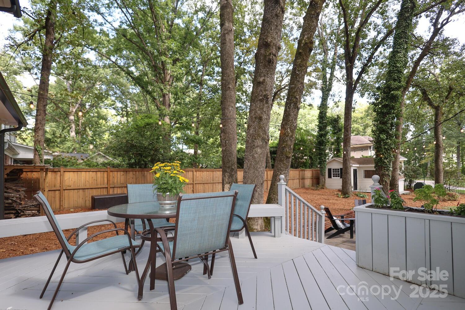 500 Ellsworth Road Charlotte, NC 28211 - Photo 34 of 40 a view of a roof deck with table and chairs and wooden floor