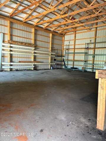 a view of a room with racks on the wall