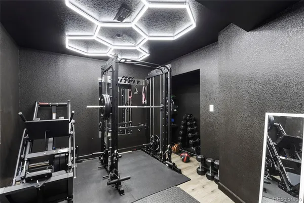 a room with gym equipment