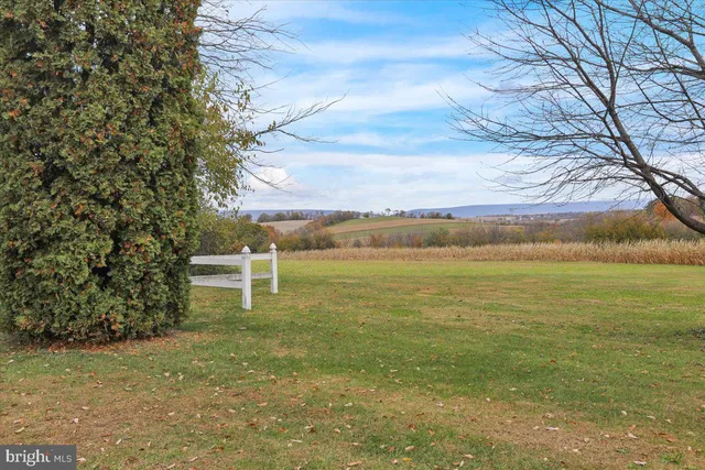 a backyard of a building with lots of green space