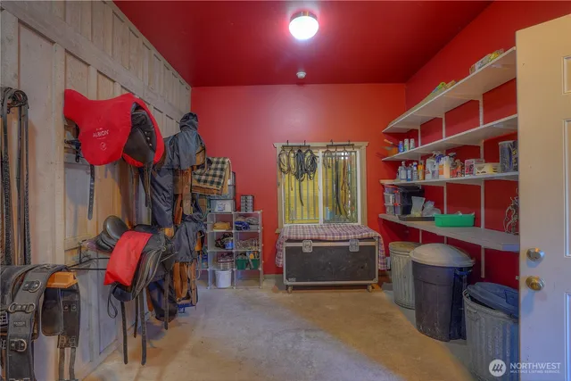 a view of room with wooden floor