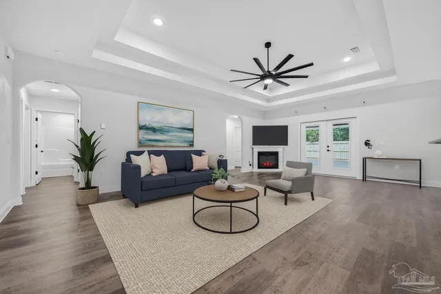 a living room with furniture