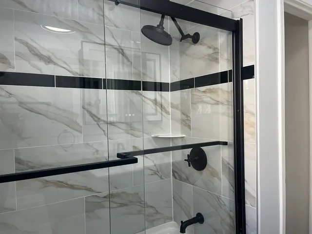 a bathroom with a shower
