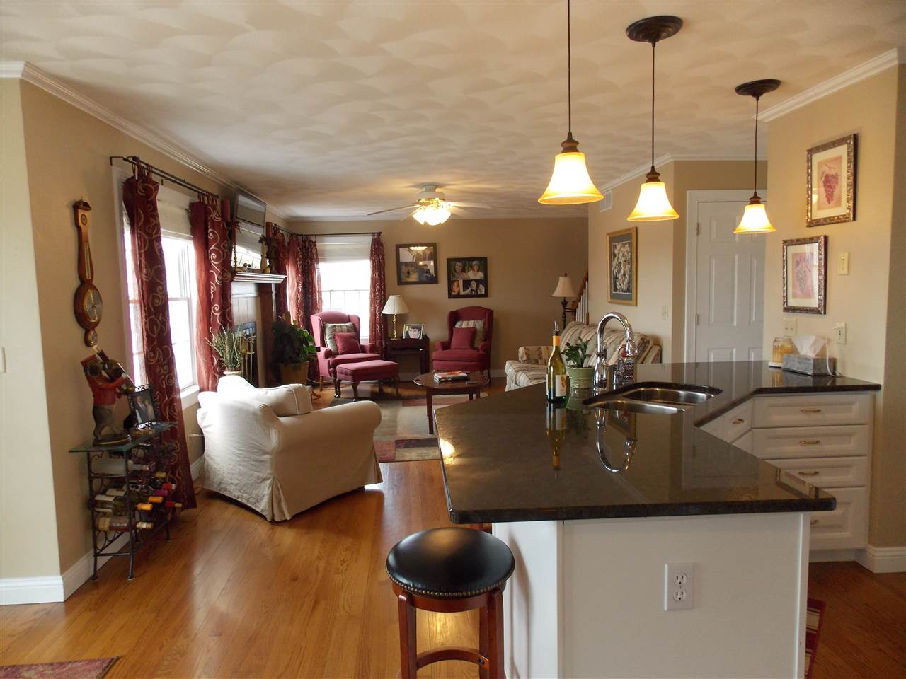 4373 Ridgeview Lane Byron, IL 61010 - Photo 4 of 22 a living room with furniture a chandelier and a flat screen tv
