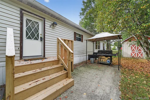 a view of a park with large trees