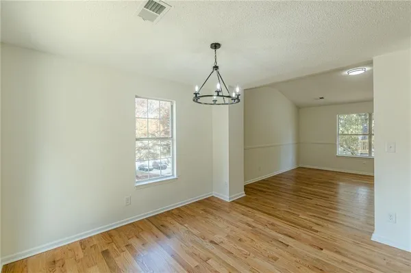an empty room with a door