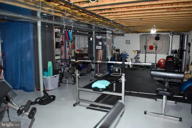 a room with gym equipment