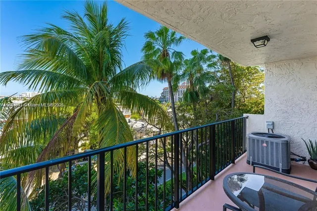 a view of balcony with small garden