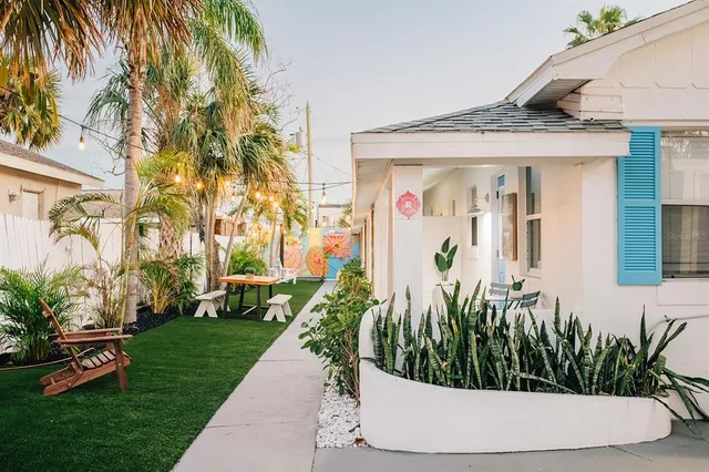 a view of a house with a tub and chair