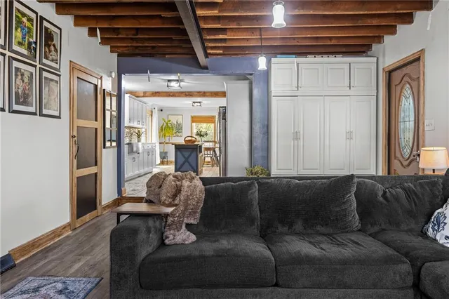 a living room with furniture