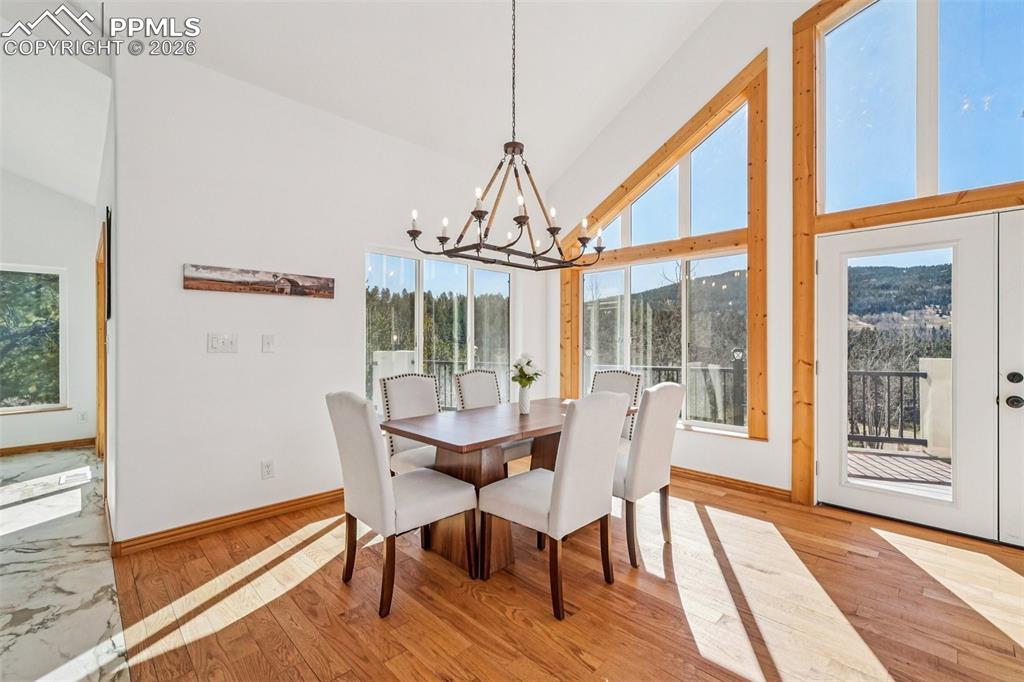 507 Yorktown Road Cripple Creek, CO 80813 - Photo 12 of 50 a view of a dining room with furniture window and wooden floor