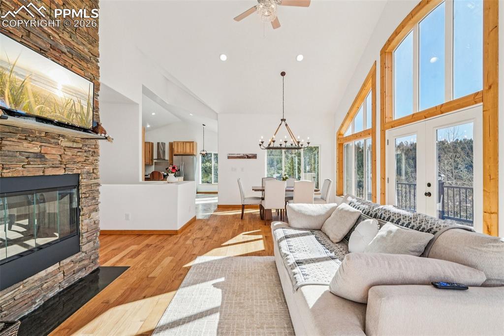 507 Yorktown Road Cripple Creek, CO 80813 - Photo 9 of 50 a living room with furniture fireplace and flat screen tv