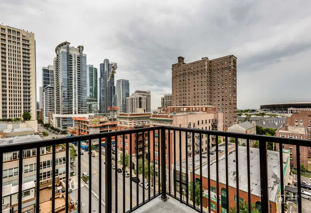 a balcony with street view